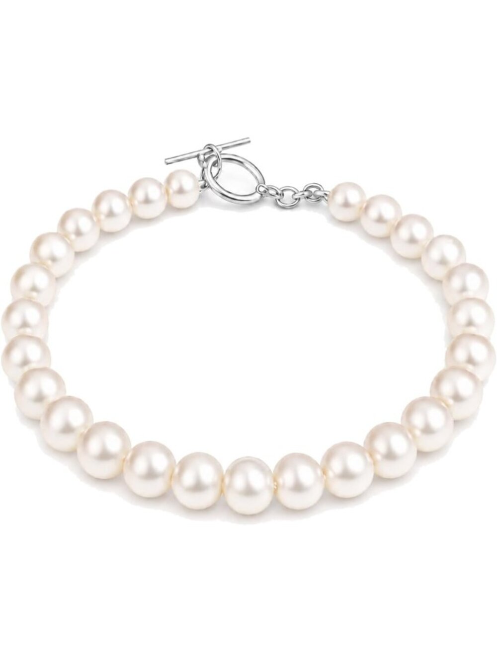 Freshwater Cultured White Pearl Bracelet in Sterling Silver for Women - Elegant